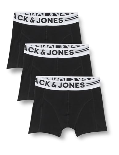 JACK&JONES Jungen Sense Trunks 3-Pack NOOS MNI Bade-Boxershorts, Black/Detail:Black-Black, 5 Jahre von JACK & JONES