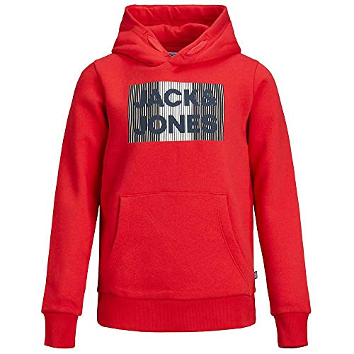JACK & JONES Junior Boys JJECORP Logo Sweat Hood NOOS JR Hooded Sweatshirt, True Red/Detail:Play, 128/ von JACK & JONES
