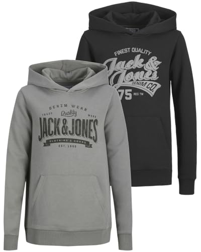JACK & JONES Junior Kinder Hoodie Set - Größe 128 bis 176 - Kapuzen-Pullover für Kids - Pulli im Mehrfach-Pack mit verschiedenen Motiven und Farben (Jr Doppelmix 14-128) von JACK & JONES