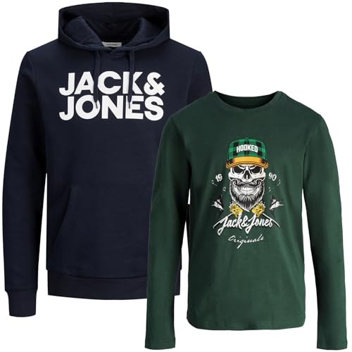 JACK & JONES Junior Kinder Jungen Kapuzenpullover Kids Hoodie Sweatshirt Sweat Shirt Hood(Paket @213, Gr. 140) von JACK & JONES
