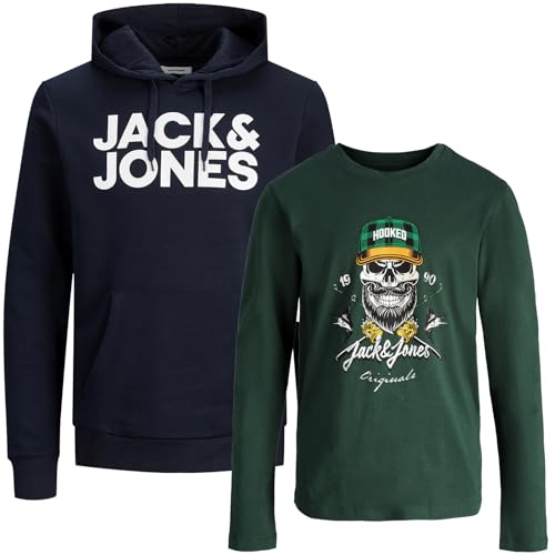 JACK & JONES Junior Kinder Jungen Kapuzenpullover Kids Hoodie Sweatshirt Sweat Shirt Hood(Paket @213, Gr. 152) von JACK & JONES