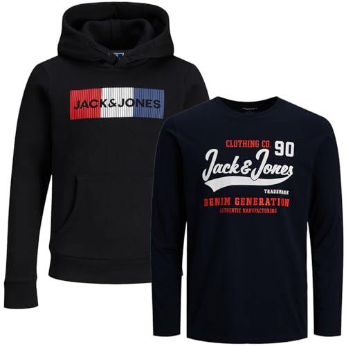 JACK & JONES Junior Kinder Jungen Kapuzenpullover Kids Hoodie Sweatshirt Sweat Shirt Hood(Paket #23, Gr. 140) von JACK & JONES