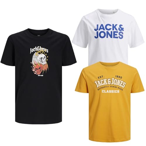 JACK & JONES Junior Kinder Jungen T-Shirt Kids Hoodie Sweatshirt Sweat Shirt Hood T 3er 4er 6er (3er Paket #06, Gr. 140) von JACK & JONES
