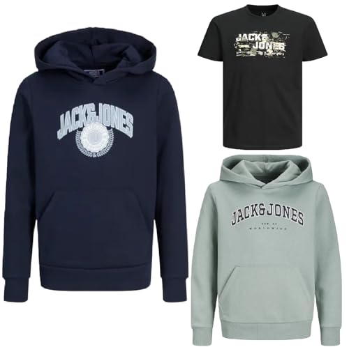 JACK & JONES Junior Kinder Jungen T-Shirt Kids Hoodie Sweatshirt Sweat Shirt Hood T 3er 4er 6er (4er Paket #02, Gr. 152) von JACK & JONES