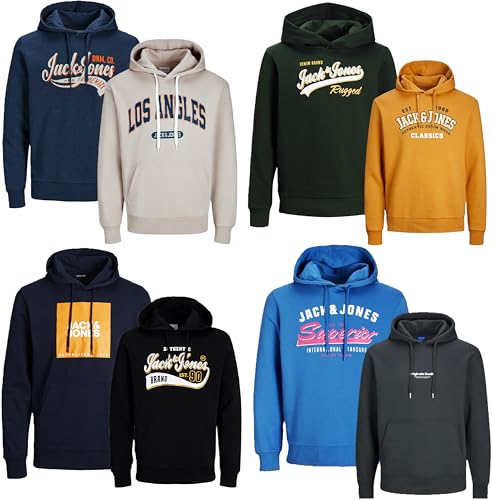 JACK & JONES Kapuzenpullover 2er Pack Hoodie Sweat Shirt Herren Baumwollmix S M L XL XXL (M, 2er Paket @ 03) von JACK & JONES