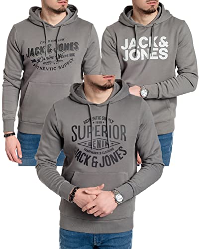 JACK & JONES Kapuzenpullover 3er Pack Hoodie Sweat Shirt Langarm Herren mit Druck - 3er Hood Mix 10 - L (Corvin Sedona JJ / 840 Sedona-Grey/Corvin Sedona SUP - L) von JACK & JONES