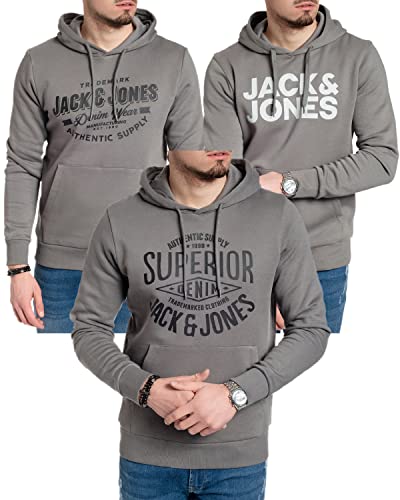 JACK & JONES Hoodie 3er-Set Herren - Pullover mit Kapuze Sweatshirt für Männer - 3er Hood Mix 10 - XL (Corvin Sedona JJ / 840 Sedona-Grey/Corvin Sedona SUP - XL) von JACK & JONES