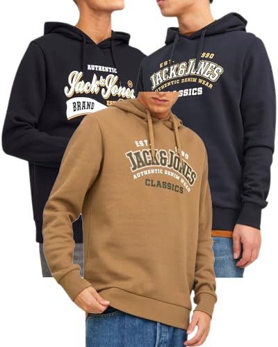 JACK & JONES Kapuzenpullover 3er Pack Hoodie Sweat Shirt Langarm Herren mit Druck - 3er Hood Mix 15 - XXL von JACK & JONES