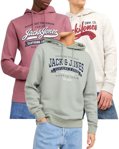 JACK & JONES Kapuzenpullover 3er Pack Hoodie Sweat Shirt Langarm Herren mit Druck - 3er Hood Mix 17 - M von JACK & JONES