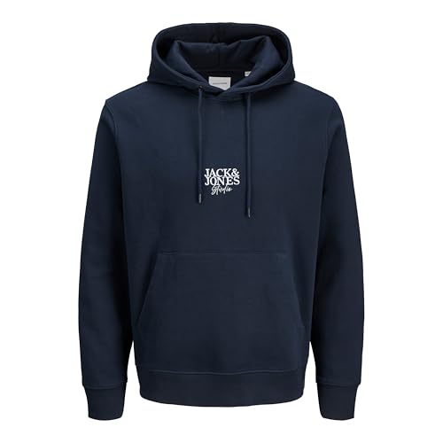 JACK & JONES Hoodie Herren – Langarm Kapuzenpullover mit Logo, Gerippte Bündchen, Weiches Innenfutter, Baumwoll-Polyester-Mix, Pflegeleicht Pullover für Männer von JACK & JONES