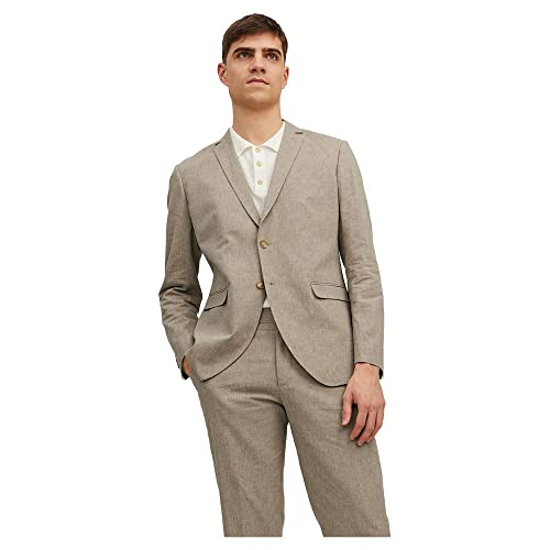 JACK & JONES Men's JPRRIVIERA Linen Blazer Slim SN Anzugjacke, Beige/Fit:Slim FIT, 50 von JACK & JONES