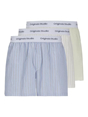 JACK & JONES Herren Jacvesterbro Woven Boxers 3 Pack, Moonbeam, s (3er Pack) von JACK & JONES