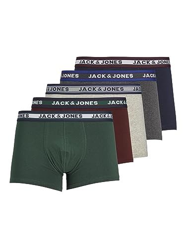 JACK&JONES Boxershorts 5er-Pack Basic Trunks Kurze Unterhosen Logo Print Design JACOLIVER, Farben:Mehrfarbig, Größe Hosen:XXL von JACK & JONES
