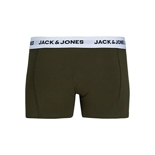 JACK & JONES Herren Boxershort JACBASIC White WB Trunks 5er Pack S M L XL XXL, Größe:XXL, Farbe:Forest Night Navy Blazer - Dark Grey Melange - Black - Black 12214455 von JACK & JONES