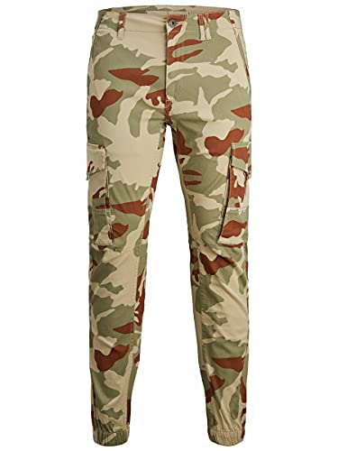 JACK & JONES Paul Flake Cargo Tapered Fit Herren Jeans Hose, Farbe:Desert Camo, Hosengröße:W28/L32 von JACK & JONES