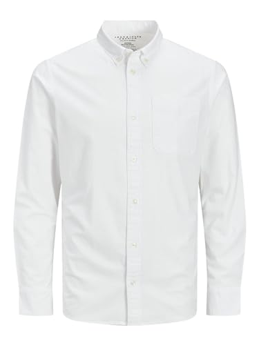 JACK & JONES Herren Freizeit Hemd JPRBROOK Oxford Slim Fit Weiss Blau XS-XXL, Größe:L, Farbe:White Slim FIT 12192150 von JACK & JONES