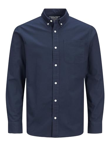 JACK & JONES Herren Freizeit Hemd JPRBROOK Oxford Slim Fit Weiss Blau XS-XXL, Größe:S, Farbe:Navy Blazer Slim FIT 12192150 von JACK & JONES