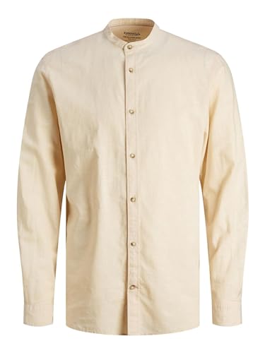 JACK & JONES Herren Jjesummer Band Linen Shirt Ls Sn Chinohose, Apricot Ice, XXL EU von JACK & JONES