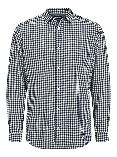 JACK&JONES Hemd Slim Fit Business Shirt Weiches Langarm Twill Oberteil aus Baumwolle JJEGINGHAM, Farben:Weiß,Größe Hemd:XS von JACK & JONES