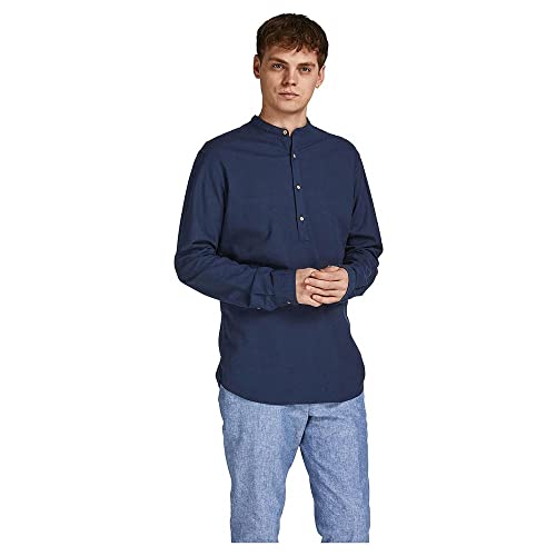 JACK & JONES Mens JPRBLASUMMER Half Placket Shirt L/S SN Langarmshirt, Navy Blazer/Fit:Slim FIT, L von JACK & JONES