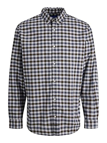 Jack & Jones Men's JORCARL Check Woodside Oversize Shirt LS Hemd, Bright White, S von JACK & JONES