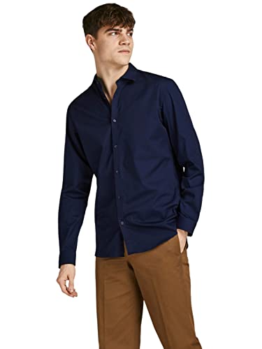 JACK & JONES Herren Freizeit Hemd JPRBLACARDIFF Slim Fit Schwarz Blau Weiss, Größe:XXL, Farbe:Navy Blazer Slim FIT 12201905 von JACK & JONES