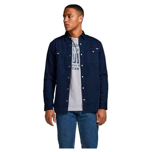 JACK & JONES Herren JJESHERIDAN Shirt L/S NOOS 12138115, Dark Navy/Slim, S von JACK & JONES