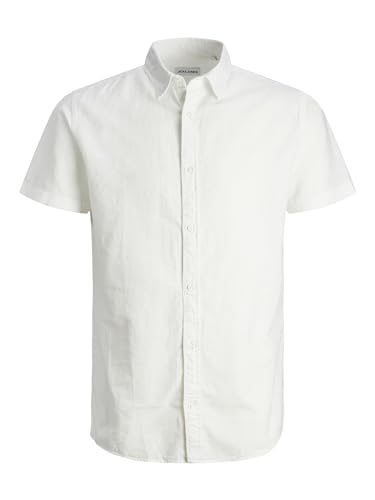 Jack & Jones Herren Jjelinen Shirt Ss Sn Pls Kurzarmhemd, Weiß, 3XL von JACK & JONES