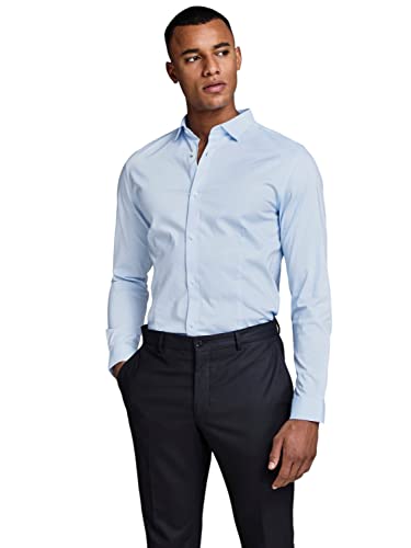 JACK & JONES Herren Freizeit Hemd JJPRPARMA Slim Fit Weiss Blau Schwarz XS-XXL, Größe:XS, Farbe:Cashmere Blue SUPER Slim 12097662 von JACK & JONES