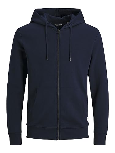 JACK & JONES Herren Basic Reißverschluss Baumwoll Hoodie - Marine Blazer - M von JACK & JONES