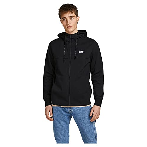 JACK & JONES Herren Jcoair Sweat Zip Hood Sn Kapuzenjacke, Schwarz, XL EU von JACK & JONES