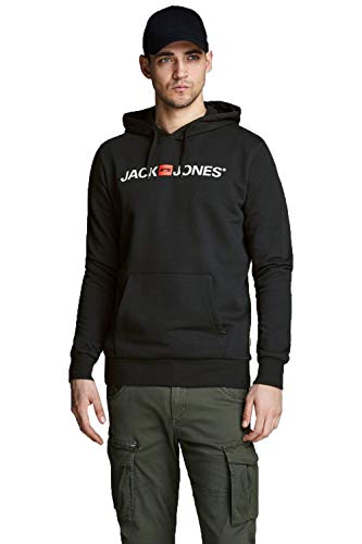 JACK & JONES Herren Hoodie Kapuzensweatshirt JJ Ecorp Old Logo Sweat Hood, Farbe:Schwarz, Artikel:- Black, Größe:2XL von JACK & JONES