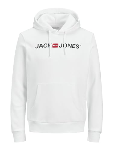 Herren Jack & Jones Corp Logo Sweat Hood Kapuzen Sweatshirt Basic Jumper Reg Fit, Farben:Weiß, Größe Pullover:XXL von JACK & JONES