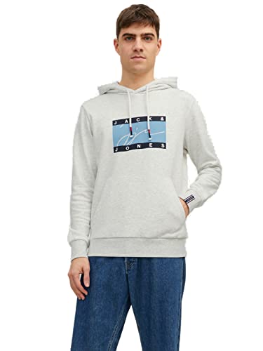 JACK & JONES Herren Hoodie Kapuzenpullover JORJOSH - Regular Fit S M L XL XXL, Größe:M, Farbe:White Melange 12228285 von JACK & JONES