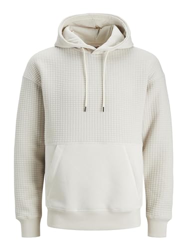 JACK & JONES Herren Hoodie Kapuzenpullover JCOBLACK Structure- Relaxed Fit S-XXL, Größe:M, Farbe:Moonbeam NO Badge 12245407 von JACK & JONES