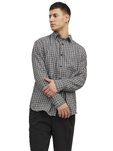 JACK & JONES Herren JORGRACIA Parker Check Shirt LS SN Poloshirt 12239322 ,Schwarz ,M von JACK & JONES