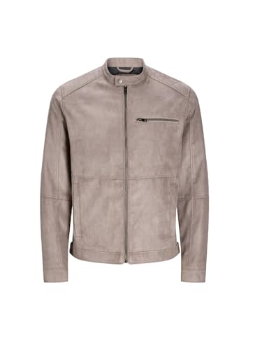 JACK & JONES Male Kunstlederjacke Kunstlederjacke, Farbe:Braun, Größe:M von JACK & JONES