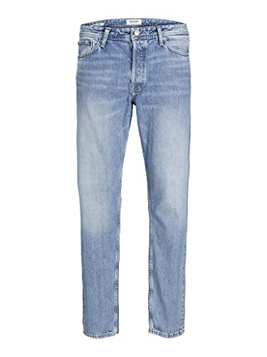 JACK & JONES Straight Leg Jeans Loose Fit Relaxed Denim Vintage Style mit Knopfleiste JJICHRIS JJORIGINAL, Farben:Blau,Größe Jeans:W31 L32,Z - Länge L30/32/34/36/38:L32 von JACK & JONES