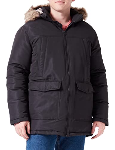 Herren Jack & Jones Warm Gefütterte Winter Jacke | Parka Blouson | mit Kunstfell Kapuze JJECRAFT, Farben:Schwarz, Größe Jacken:L von JACK & JONES