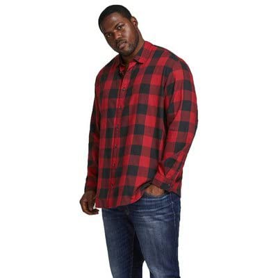 JACK & JONES Herren Freizeit Hemd JJEGINGHAM Comfort Plussize 2XL-8XL Kariert, Größe:7XL, Farbe:Brick Red 12183107 von JACK & JONES