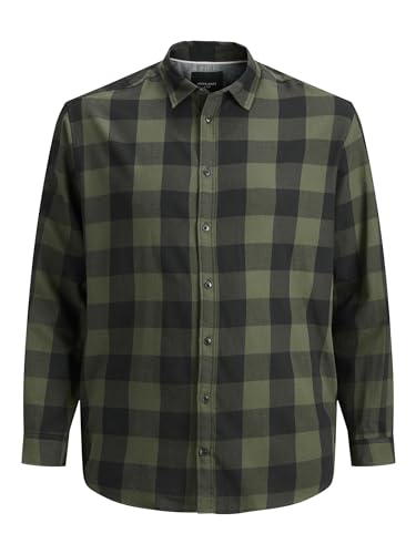 JACK & JONES Herren Freizeit Hemd JJEGINGHAM Comfort Plussize 2XL-8XL Kariert, Größe:8XL, Farbe:Dusty Olive 12183107 von JACK & JONES