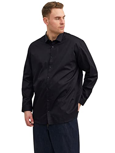 JACK & JONES Herren Freizeit Hemd JPRBLACARDIFF Relaxed Fit Plussize 2XL-8XL, Größe:7XL, Farbe:Black Loose FIT 12235157 von JACK & JONES