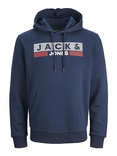 JACK & JONES Herren Hoodie Kapuzenpullover JJECORP Logo - Regular Fit Plussize, Größe:8XL, Farbe:Navy Blazer Play 4 12163777 von JACK & JONES