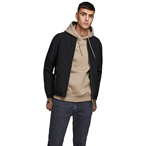 Herren JACK & JONES Leichte Bomber Jacke Plus Size | College Übergangs Blouson | Große Übergrößen JJERUSH, Farben:Schwarz-2, Größe Jacken:7XL von JACK & JONES