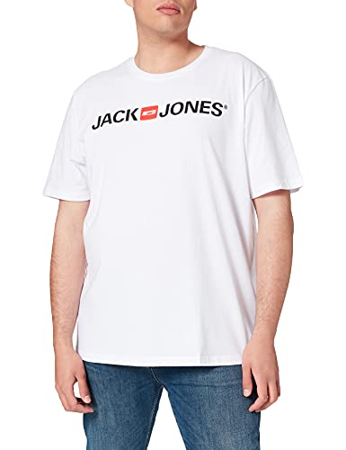 JACK & JONES Herren Rundhals T-Shirt JJECORP Logo - Slim Fit Plussize XXL-8XL, Größe:7XL, Farbe:White 12184987 von JACK & JONES