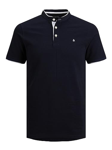 JACK & JONES Herren Polo T-Shirt Piqué Shirt Kurzarm Basic Top Baumwolle Logo Stickerei JJEPAULOS, Farbe: Dunkelblau, Größe: L von JACK & JONES