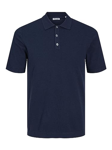 JACK & JONES Men's JJEEMIL Knit Polo S/S SN Pullover, Navy Blazer, M von JACK & JONES