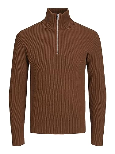 JACK & JONES Herren JPRCCPERFECT Knit Half Zip SN Strickpullover, Cambridge Brown ,S von JACK & JONES