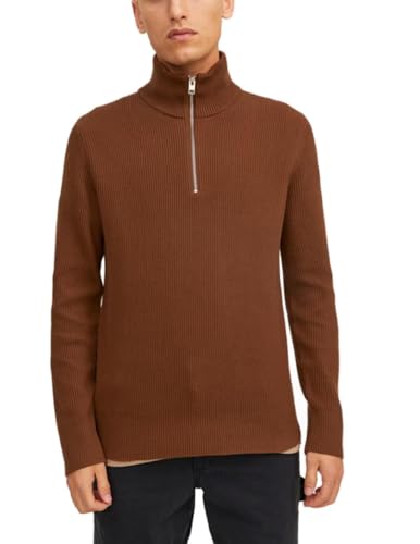 JACK & JONES Male Strickpullover mit Halber Reißverschluss Einfarbig Strickpullover mit Halber Reißverschluss von JACK & JONES