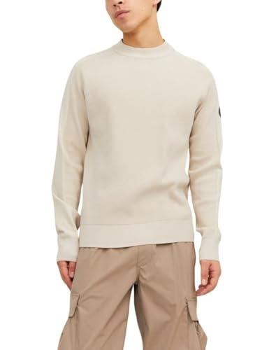 JACK&JONES Herren JCOFILO Knit Mock Neck SN Strickpullover, Moonbeam, Medium von JACK & JONES